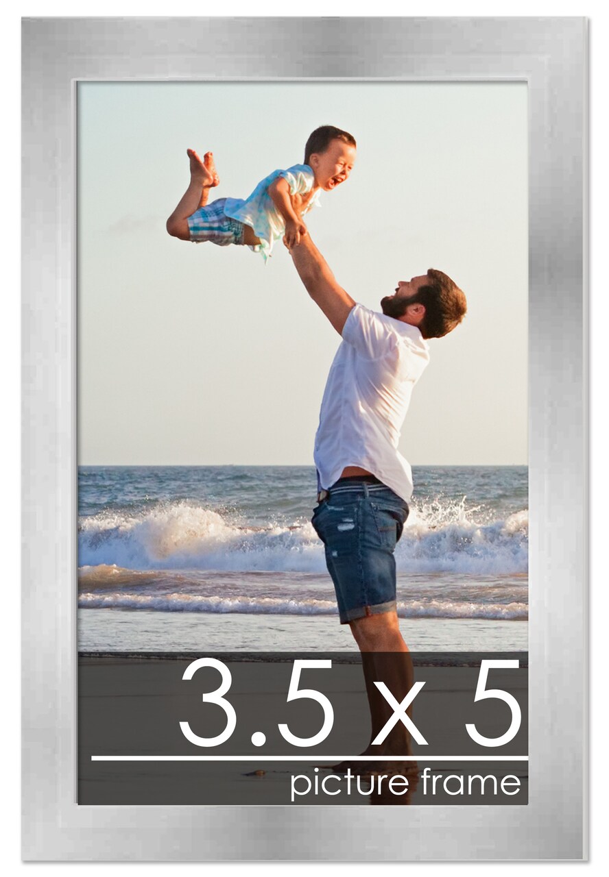 3.5x5 Solid Wood Picture Frame with UV-Resistant Acrylic & Acid-Free Backing, Available in 6 Finishes: Matte Black, Matte White, Metallic Bronze, Silver, Natural Wood Grain & Mahogany